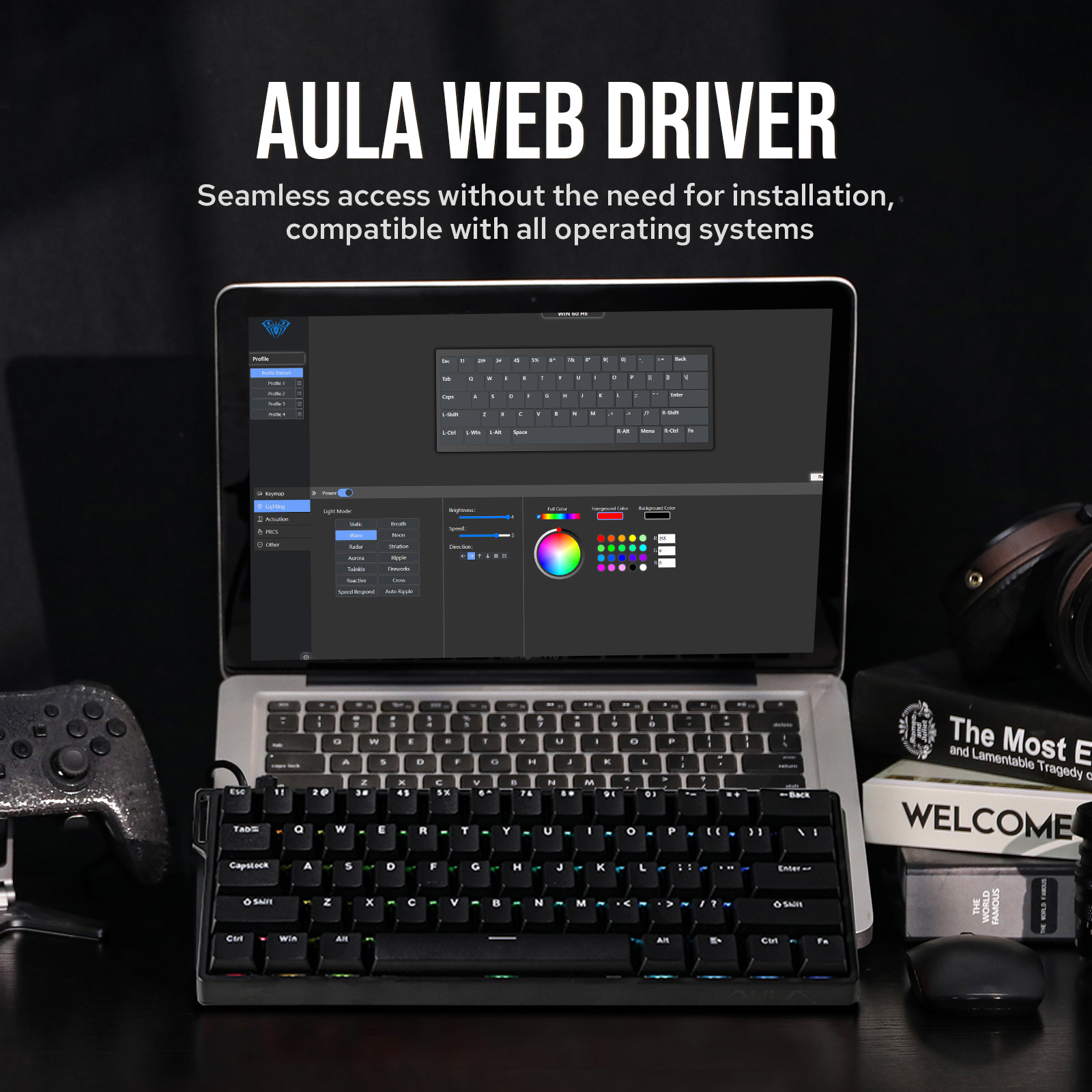 Gaming Keyboard Hot Swappable - لوحة مفاتيح ميكانيكية مخصصة AULA WIN60