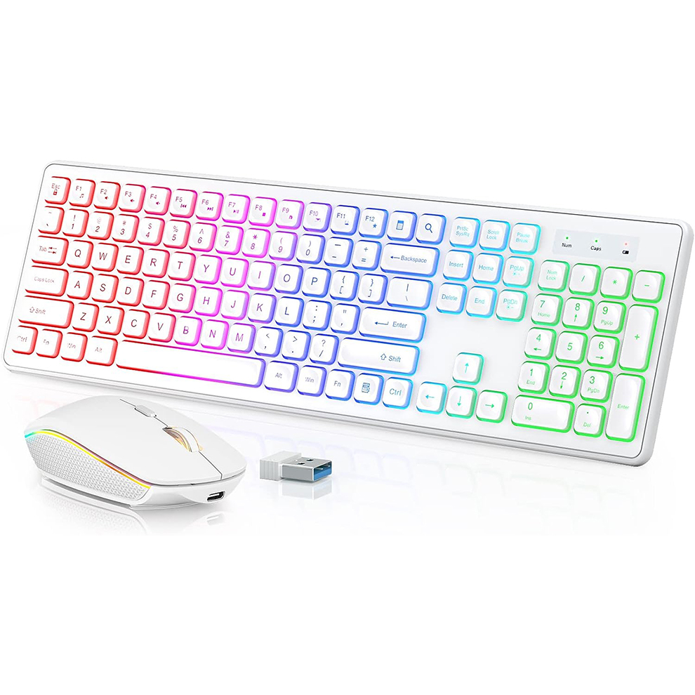 Gaming Keyboard And Mouse Combo Wireless - لوحة مفاتيح وماوس لاسلكية بإضاءة خلفية،