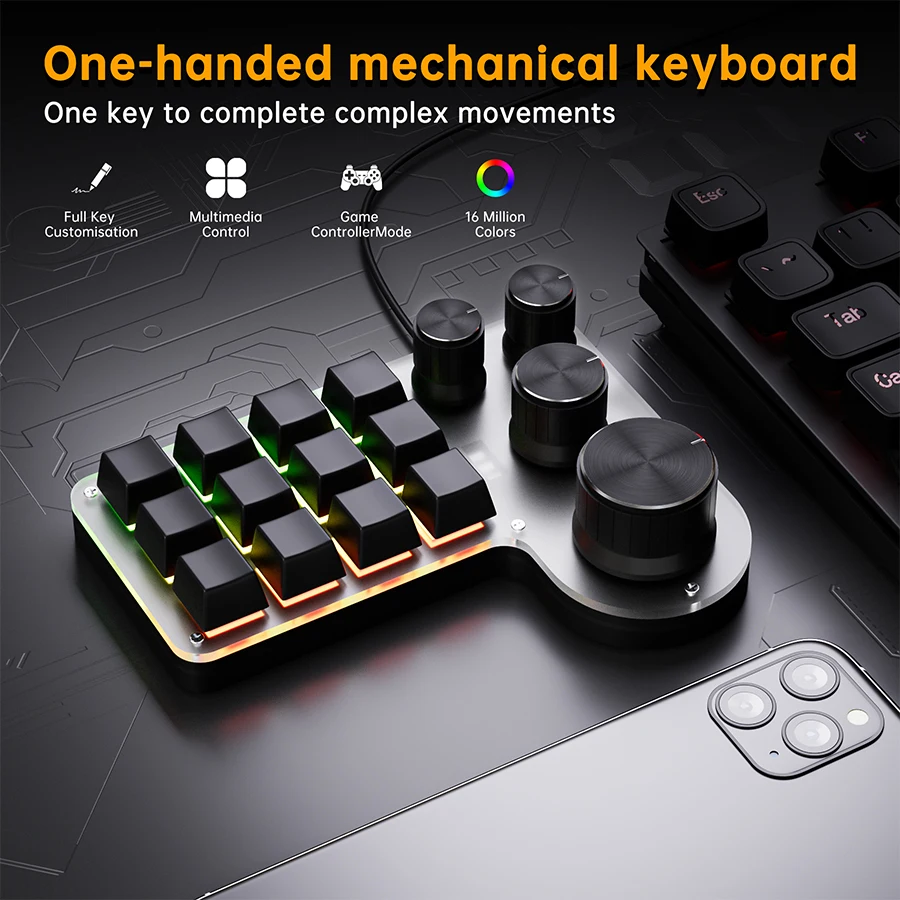 لوحة مفاتيح برمجة ماكرو بـ 12  - مراجعة Gaming Keyboard Hot Swappable وسعره